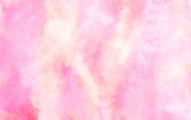 Ink effect light magenta color shades gradient illustration on textured paper background. Bright aquarelle painted subtle pink watercolor canvas for stain design, invitation card, vintage template