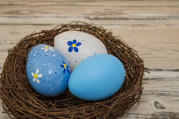 Easter eggs in a nest. 