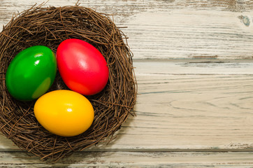 Easter eggs in a nest. 