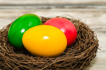 Easter eggs in a nest. 