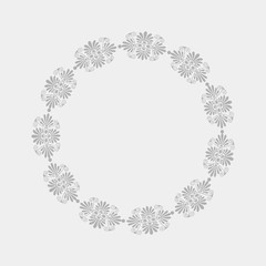 gray round floral Frame Art Nouveau style Vector herb illustration.