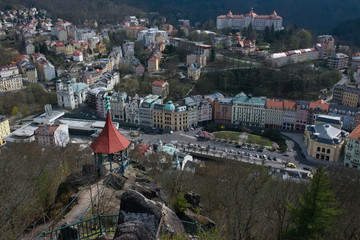 Fototapeta na wymiar Czech city of Karlovy Vary city in spring