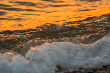 Amazing sea sunset, the sun, waves, clouds