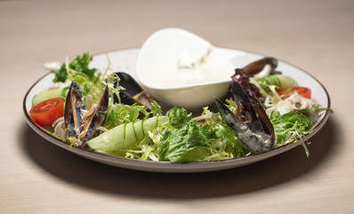 Tasty salad and sauce