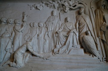 Impressions from the Kaiser Wilhelm Memorial Church (Kaiser-Wilhelm-Gedächtniskirche) in Berlin on April 7, 2015, Germany