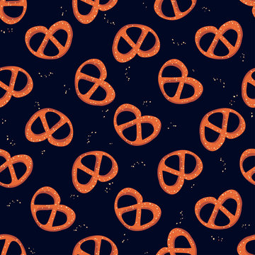 Seamless pattern with pretzels and salt