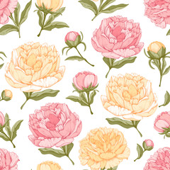 Seamless Background With Peony Flowers