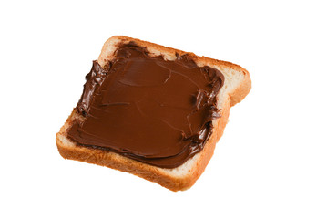 Сhocolate paste sandwich isolated on white background.
