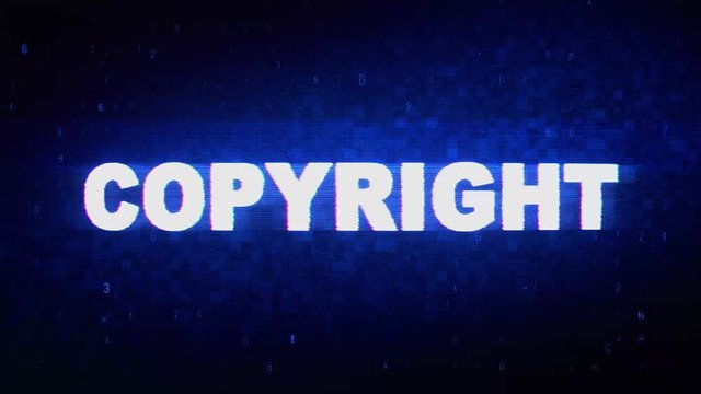 Copyright Text Digital Noise Twitch and Glitch Effect Tv Screen Loop Animation Background. Login and Password Retro VHS Vintage and Pixel Distortion Glitches Computer Error Message.