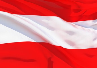 Realistic silk material Austria waving flag, high quality detailed fabric texture. 3d illustration