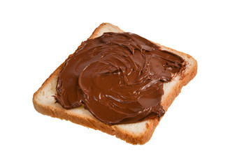 Сhocolate paste sandwich isolated on white background.