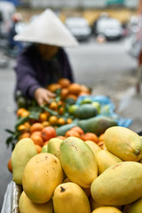 Tropical exotic fruit on asian street market in Vietnam