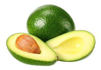 avocado with slices isolated on white background