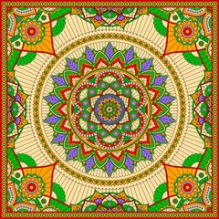 Bright bandana print with a floral pattern. Vector design.