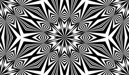 Gardinen Abstraktes nahtloses Muster mit Kaleidoskop. Symmetrische Muster von Reflexionen von Figuren. © akrain