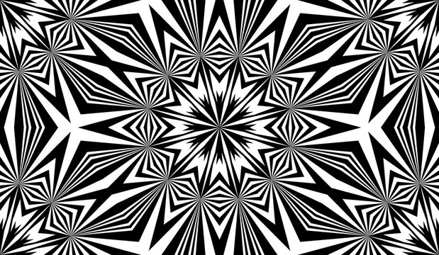 Abstract seamless pattern with kaleidoscope. Symmetric patterns of reflections of figures.