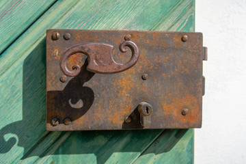 old rusty door lock