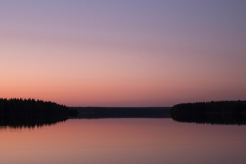 Pink dawn on the lake