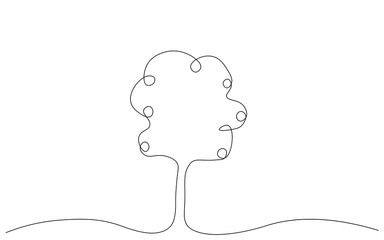 Apple tree one line drawing vector illustration