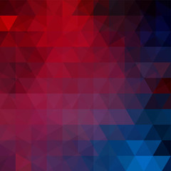 Obraz premium Geometric pattern, triangles vector background in red, blue  tones. Illustration pattern