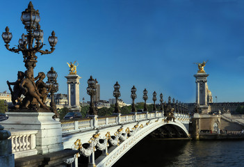The famous Alexandre III bridge in Paris, France