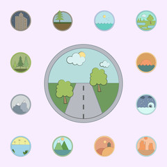 Way colored in circle icon. landscapes icons universal set for web and mobile