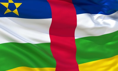 Fototapeta premium Realistic silk material Central African Republic waving flag, high quality detailed fabric texture. 3d illustration