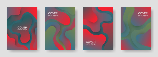 Gradient fluid shapes abstract covers vector collection. Modern presentation backgrounds design. Organic bubble fluid splash shapes, oil drop molecular mixture concept pattern. Cover templates.