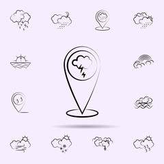 Cloud, lightning, pin icon. Weather icons universal set for web and mobile