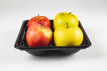 close up view of apple fruits over white background