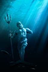 Fototapeta na wymiar lost civilization of atlantis sunken deep in the ocean / 3D rendering