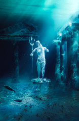 lost civilization of atlantis sunken deep in the ocean / 3D rendering © fergregory