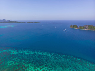 Naklejka na ściany i meble Aerial view of islands and blue ocean