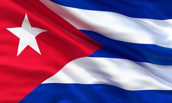 Realistic silk material Cuba waving flag, high quality detailed fabric texture. 3d illustration