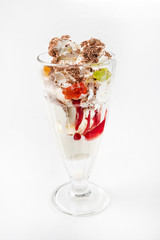dessert with fruits and ice cream