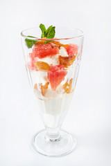 dessert with fruits and ice cream