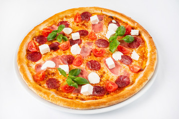 pizza on the white background
