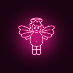 baby angel neon icon. Elements of Angel and demon set. Simple icon for websites, web design, mobile app, info graphics