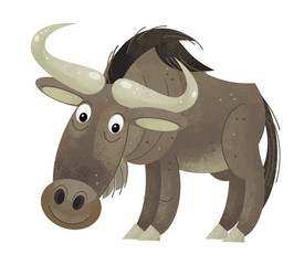 cartoon scene with gnu on white background - illustration for children