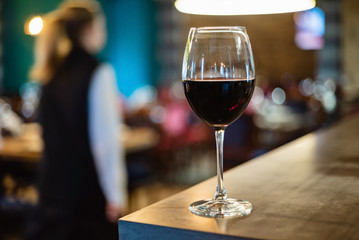red wine glass in the restaurant