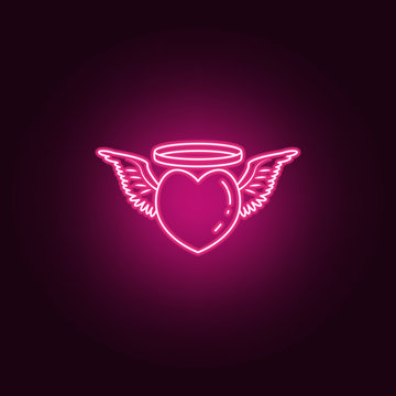 angelic heart neon icon. Elements of Angel and demon set. Simple icon for websites, web design, mobile app, info graphics