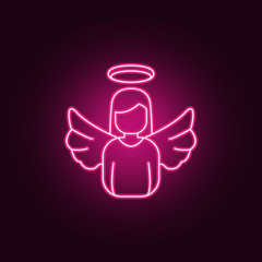 Obraz premium avatar of an angel girl neon icon. Elements of Angel and demon set. Simple icon for websites, web design, mobile app, info graphics