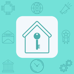 Key and home vector icon sign symbol