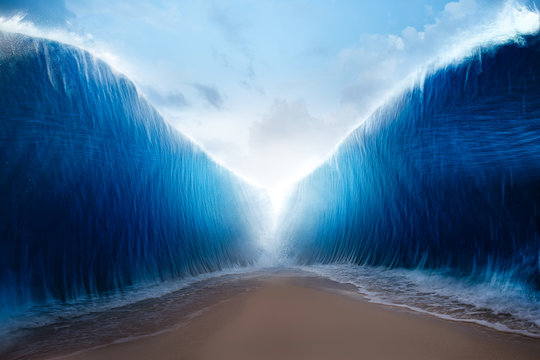 parting the red sea concept, photo composite