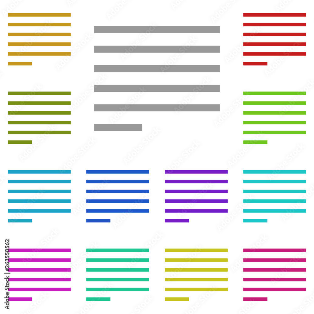 Poster alignment text multi color icon. simple thin line, outline vector of text editor icons for ui and ux