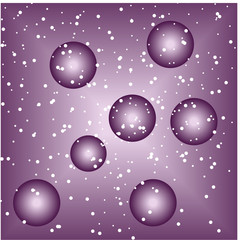 big and small balls on a purple background in the snow