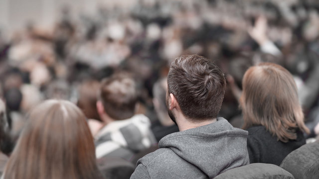 rear view. listeners business conference in the auditorium