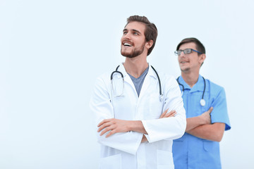 Fototapeta premium confident doctor and assistant .isolated on white