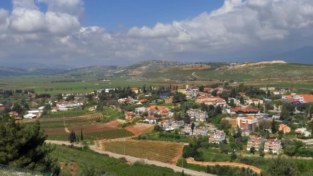 Israeli - Lebanese border overlooking Metula on the Israeli side and the Lebanese villages across the border, This 80km border is also referred to as The good fence.