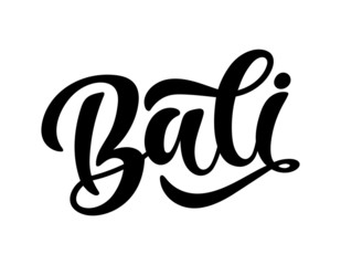 Lettering logo for island Bali. Lucky for tourism in the Indonesia. Calligraphic banner template. Vector illustration.
